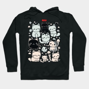 A group of black and white cats Hoodie